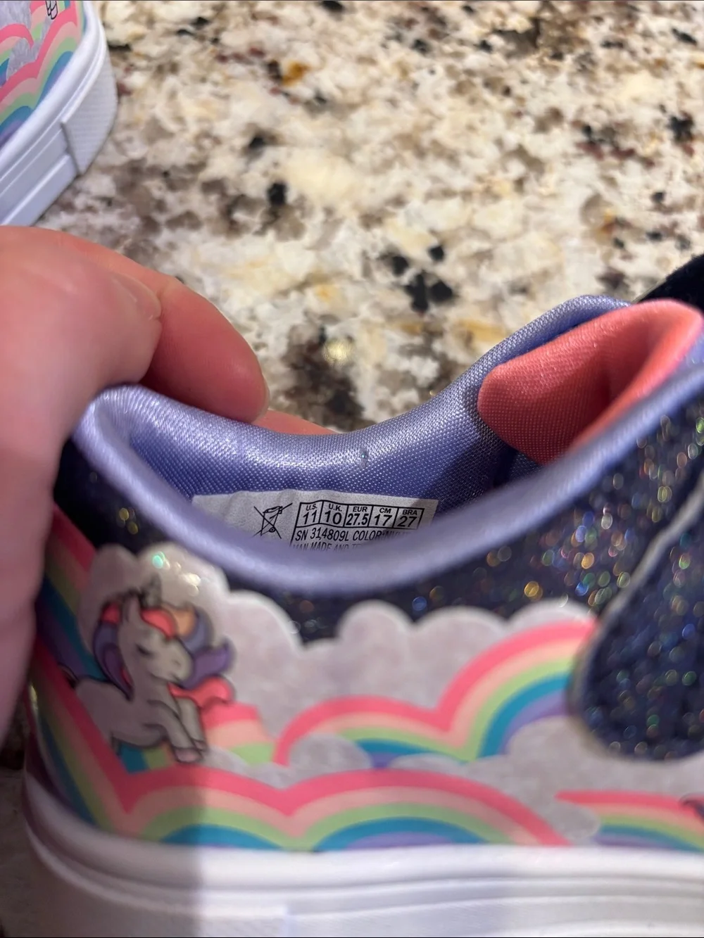 Skechers Twinkle-Toes Unicorn Sneakers in Purple & Pink